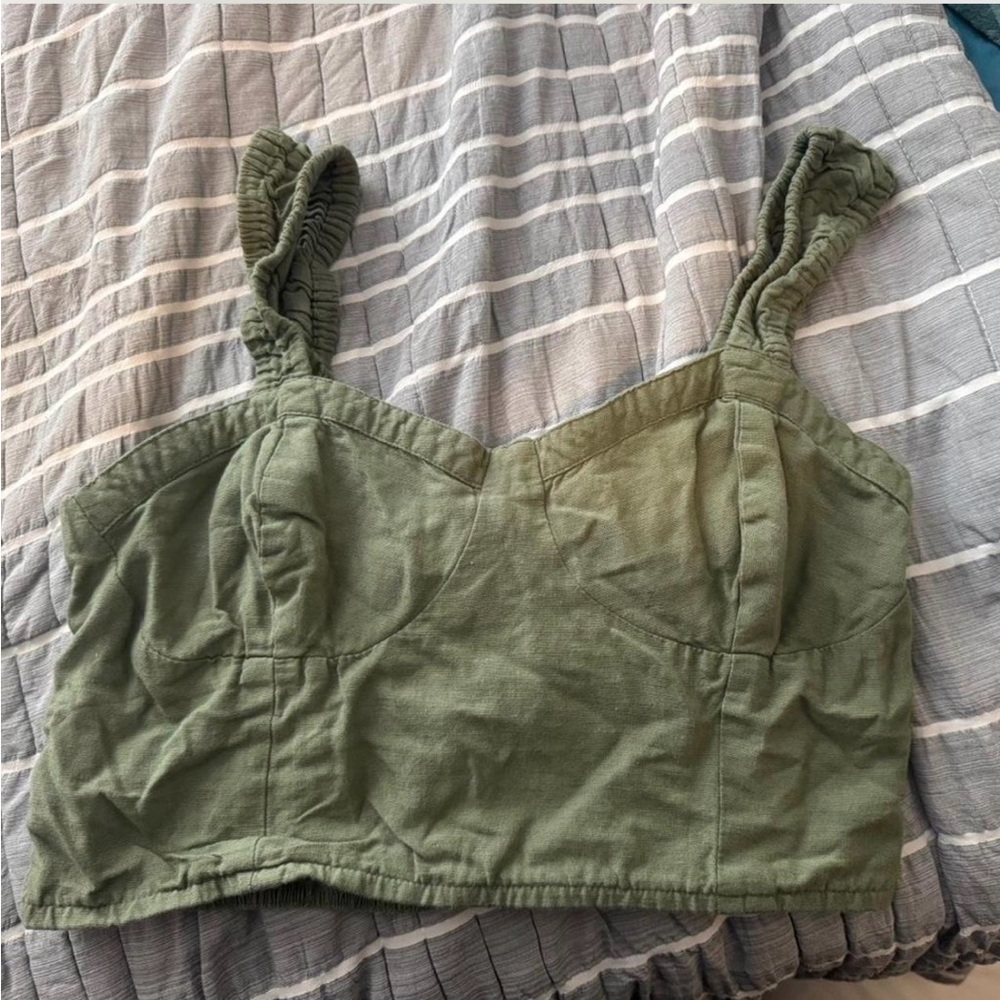 Elegant Olive Green Crop Top
